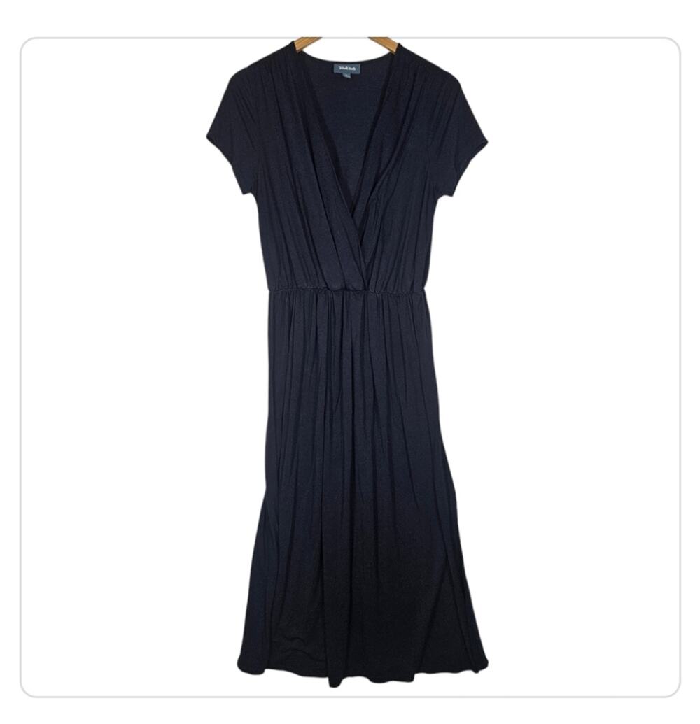 ModCloth Navy Blue V-Neck Maxi Dress Short Sleeve Soft Jersey Large
